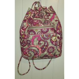 Vera Bradley drawstring backpack bag Paisley plaid
